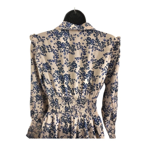 Anthropologie Boemo blue floral ruffled shoulder button front maxi dress size S - Picture 12 of 17